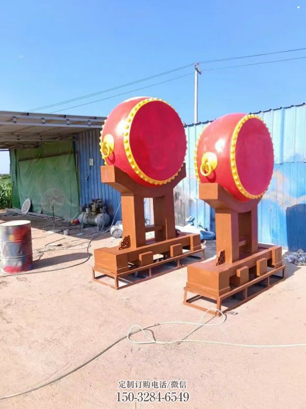 建邺景观战鼓雕塑 剪影喜庆雕塑 商业街民族雕塑