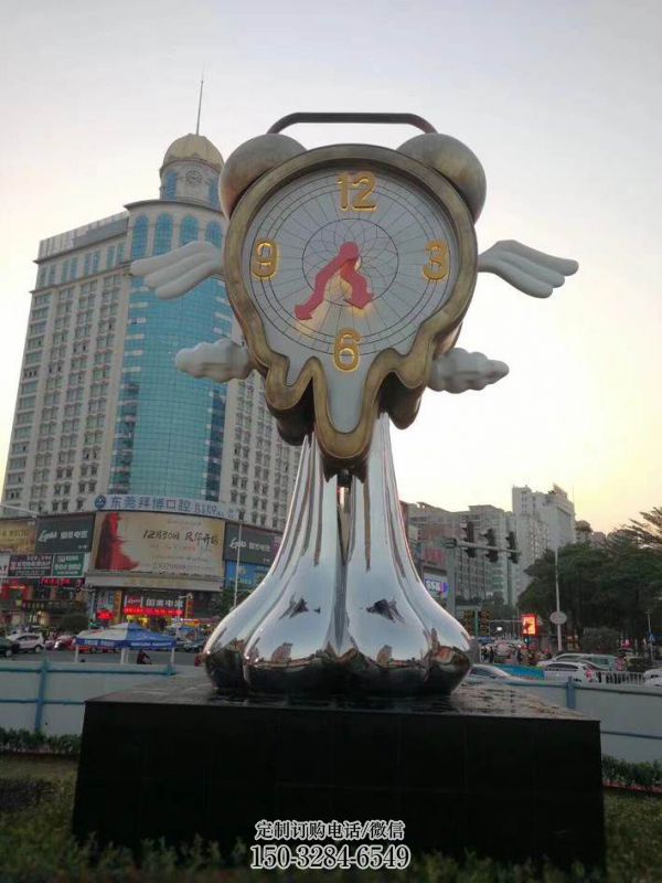 徐州钟表雕塑 步行街标识雕塑 现代不锈钢雕塑